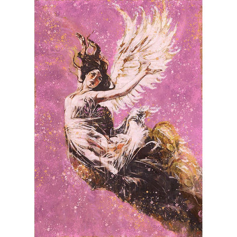 Pink Angel Falling II White Modern Wood Framed Art Print by Wiley, Marta