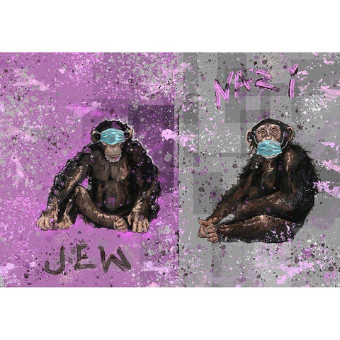 Monkey Mind II Black Modern Wood Framed Art Print with Double Matting by Wiley, Marta