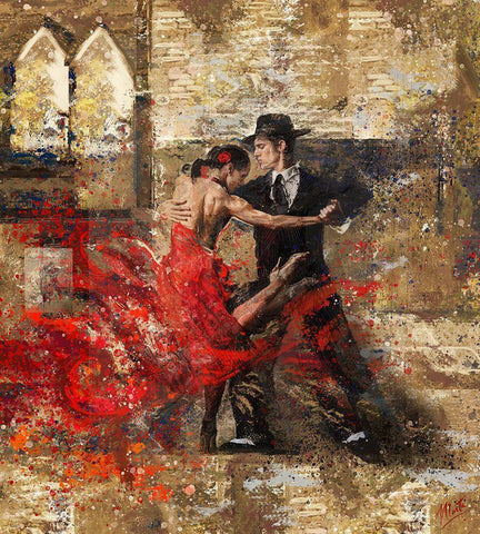 Tango II Black Ornate Wood Framed Art Print with Double Matting by Wiley, Marta