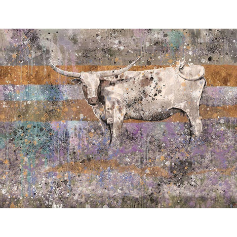 White Longhorn II White Modern Wood Framed Art Print by Wiley, Marta