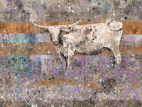 White Longhorn II White Modern Wood Framed Art Print with Double Matting by Wiley, Marta