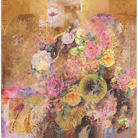 Floral Abstract Gold Ornate Wood Framed Art Print with Double Matting by Wiley, Marta