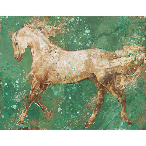 Fibonacci Green Horse Black Modern Wood Framed Art Print with Double Matting by Wiley, Marta