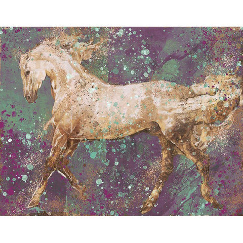 Fibonacci puple gold Horse Black Modern Wood Framed Art Print with Double Matting by Wiley, Marta