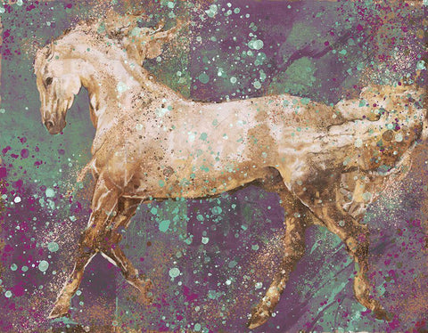 Fibonacci puple gold Horse White Modern Wood Framed Art Print with Double Matting by Wiley, Marta