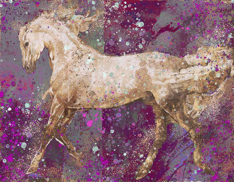 Fibonacci purple Horse White Modern Wood Framed Art Print with Double Matting by Wiley, Marta