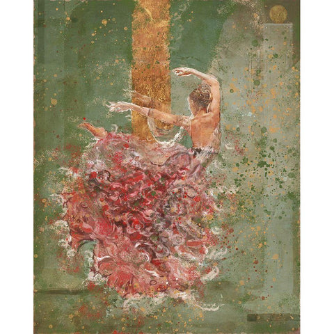 Temple Dancer green White Modern Wood Framed Art Print by Wiley, Marta