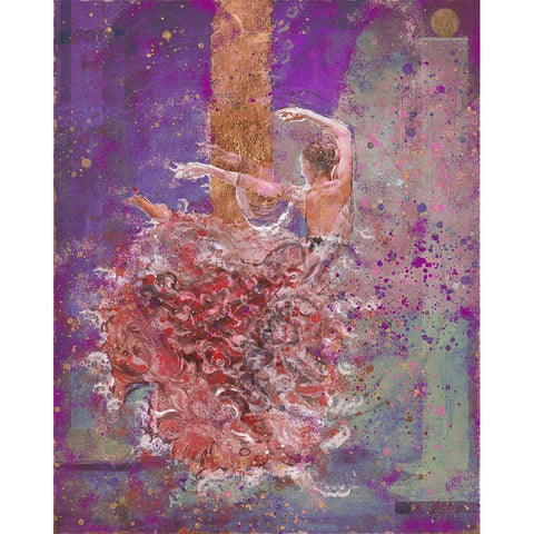 Temple dancer purple pink Gold Ornate Wood Framed Art Print with Double Matting by Wiley, Marta