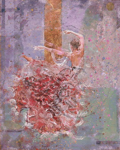 Temple dancer pink White Modern Wood Framed Art Print with Double Matting by Wiley, Marta