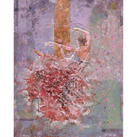 Temple dancer pink White Modern Wood Framed Art Print by Wiley, Marta