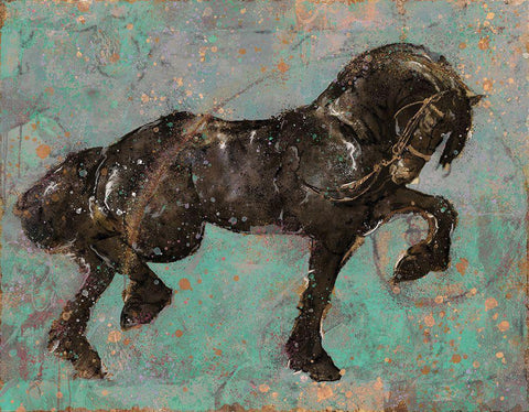 Fibonaccihorse green horse II Black Ornate Wood Framed Art Print with Double Matting by Wiley, Marta