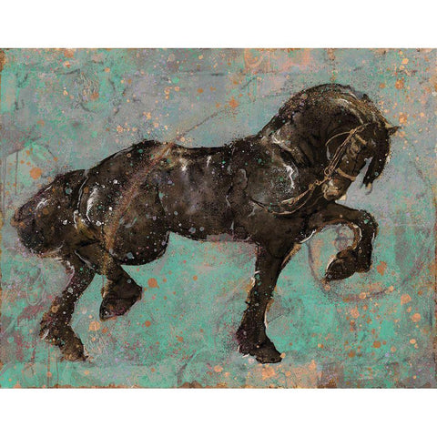 Fibonaccihorse green horse II Gold Ornate Wood Framed Art Print with Double Matting by Wiley, Marta