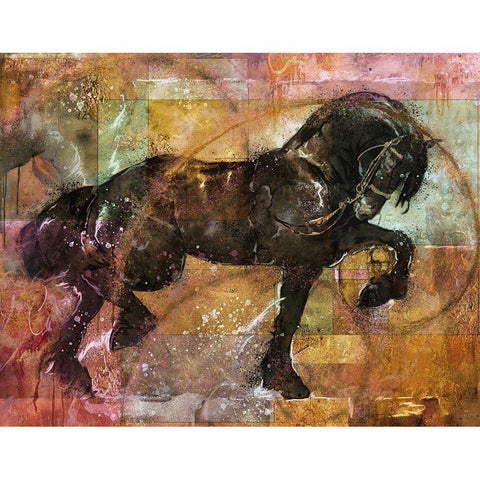 Fibonacci horse colorful White Modern Wood Framed Art Print by Wiley, Marta