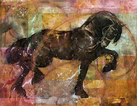 Fibonacci horse colorful Black Ornate Wood Framed Art Print with Double Matting by Wiley, Marta