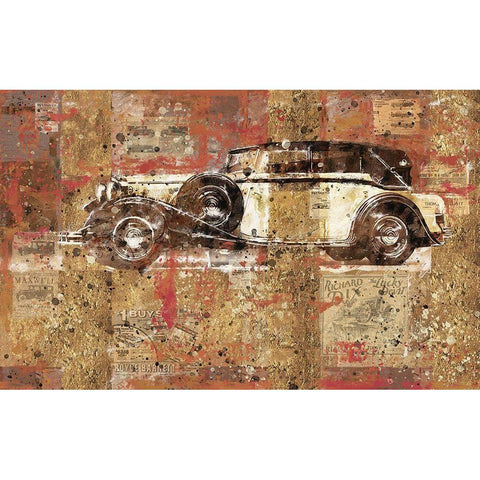 Vintage White Car Gold Ornate Wood Framed Art Print with Double Matting by Wiley, Marta