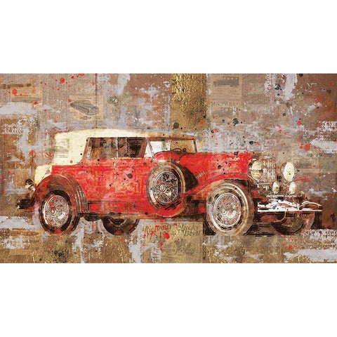 Vintage Red Car Black Modern Wood Framed Art Print with Double Matting by Wiley, Marta