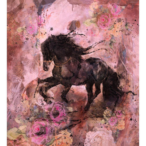 Gallop Pink Black Modern Wood Framed Art Print with Double Matting by Wiley, Marta