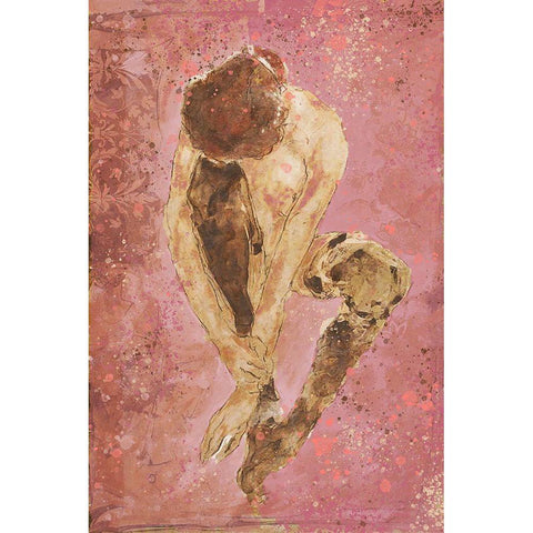 Pink Repose Gold Ornate Wood Framed Art Print with Double Matting by Wiley, Marta