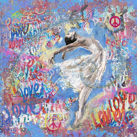 Graffiti Ballerina White Modern Wood Framed Art Print by Wiley, Marta