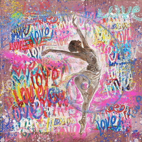 Graffiti Ballerina White Modern Wood Framed Art Print by Wiley, Marta