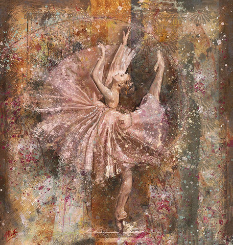 Fibonacci Ballerina Black Ornate Wood Framed Art Print with Double Matting by Wiley, Marta