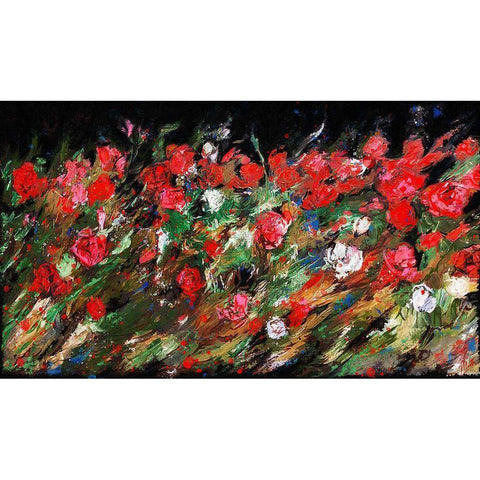 Red Rose Floral Black Modern Wood Framed Art Print with Double Matting by Wiley, Marta