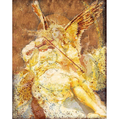 Fibonacci Angel Gold Black Modern Wood Framed Art Print with Double Matting by Wiley, Marta