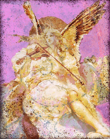 Fibonacci Angel Pink Black Ornate Wood Framed Art Print with Double Matting by Wiley, Marta