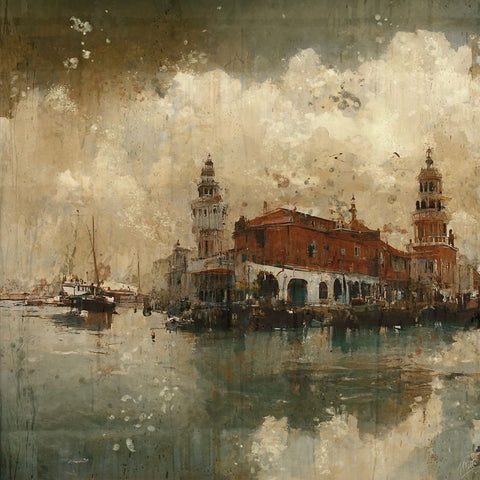 Rainy day in Venice II Black Ornate Wood Framed Art Print with Double Matting by Wiley, Marta