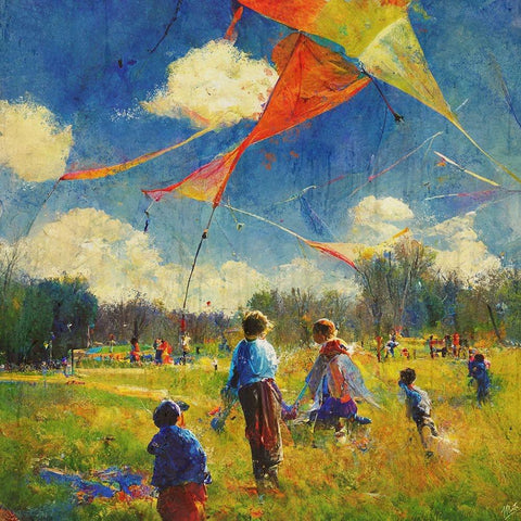 Colorful Kites I Black Modern Wood Framed Art Print with Double Matting by Wiley, Marta