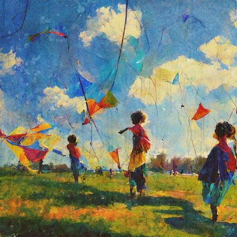 Colorful Kites II Black Modern Wood Framed Art Print by Wiley, Marta