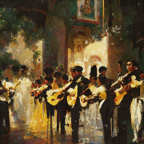 Mariachi I-Mexico White Modern Wood Framed Art Print with Double Matting by Wiley, Marta