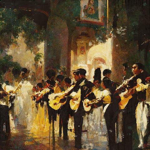 Mariachi I-Mexico Gold Ornate Wood Framed Art Print with Double Matting by Wiley, Marta