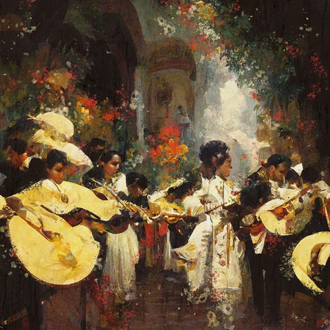 Mariachi I-Mexico Black Modern Wood Framed Art Print by Wiley, Marta