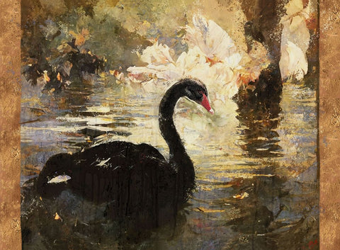 Swan I White Modern Wood Framed Art Print with Double Matting by Wiley, Marta