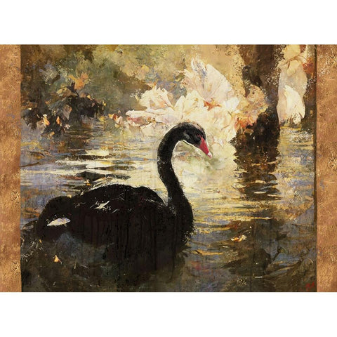 Swan I Gold Ornate Wood Framed Art Print with Double Matting by Wiley, Marta
