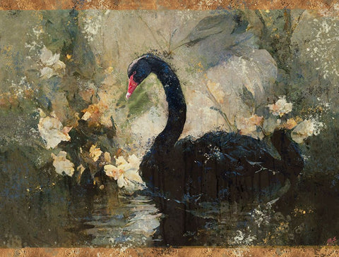 Swan II White Modern Wood Framed Art Print with Double Matting by Wiley, Marta