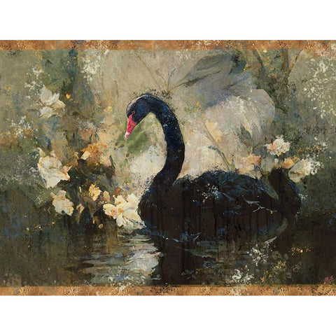 Swan II Gold Ornate Wood Framed Art Print with Double Matting by Wiley, Marta