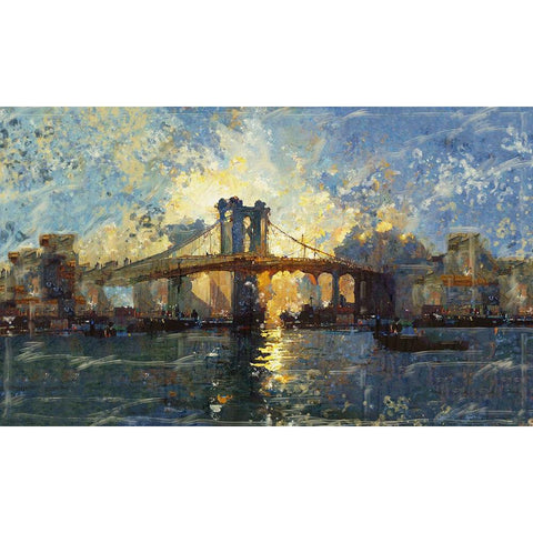 Brooklyn Bridge Horizontal I Black Modern Wood Framed Art Print with Double Matting by Wiley, Marta