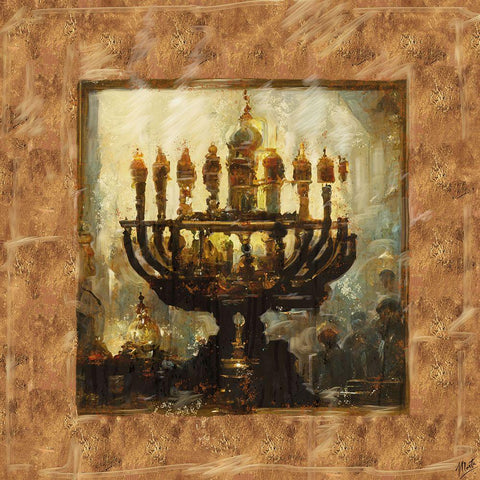 Abstract Menorah II White Modern Wood Framed Art Print by Wiley, Marta