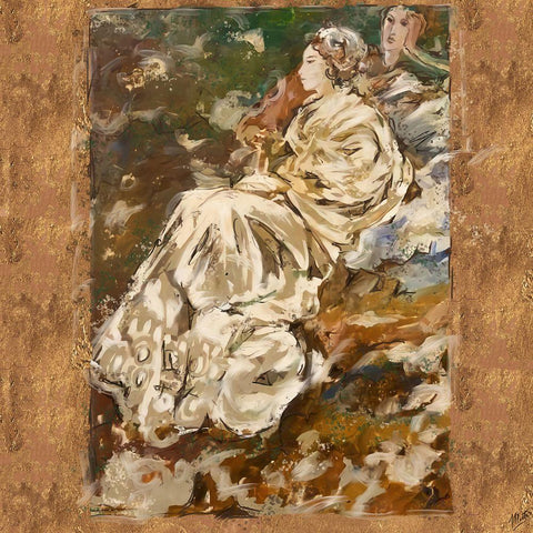 Two Women Sketch Black Modern Wood Framed Art Print by Wiley, Marta