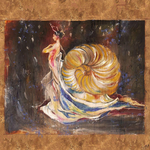 Snail Woman Sketch Gold Ornate Wood Framed Art Print with Double Matting by Wiley, Marta