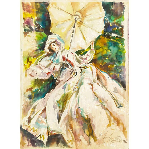 Woman With Umbrella Black Modern Wood Framed Art Print with Double Matting by Wiley, Marta