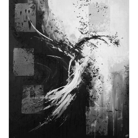 Black And White Poetry II Black Modern Wood Framed Art Print by Wiley, Marta