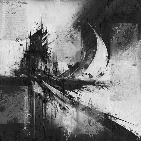 Black And White Poetry III-a White Modern Wood Framed Art Print with Double Matting by Wiley, Marta
