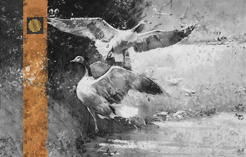 Goose II BW Black Modern Wood Framed Art Print by Wiley, Marta