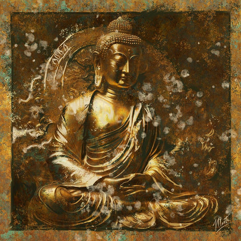 Gold Buddah II Black Modern Wood Framed Art Print by Wiley, Marta