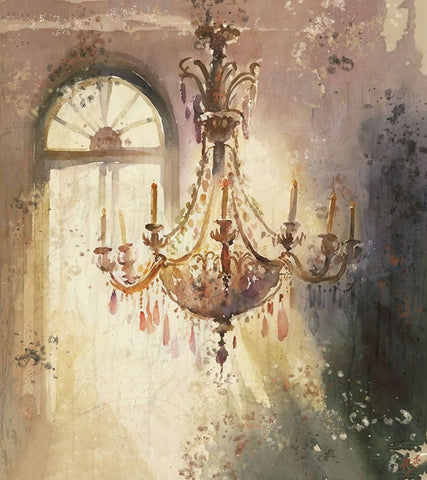 Chandelier Watercolor I Black Modern Wood Framed Art Print by Wiley, Marta