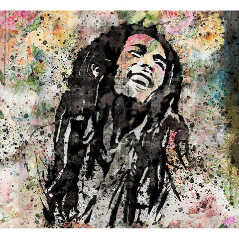 Bob Marley I White Modern Wood Framed Art Print by Wiley, Marta