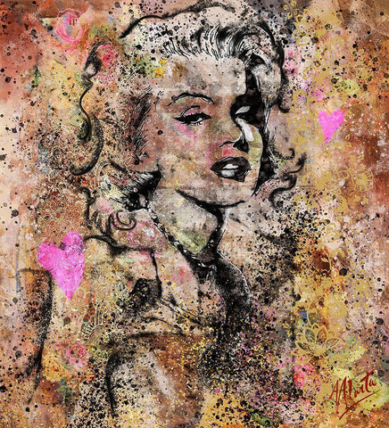 Marilyn Monroe I White Modern Wood Framed Art Print with Double Matting by Wiley, Marta
